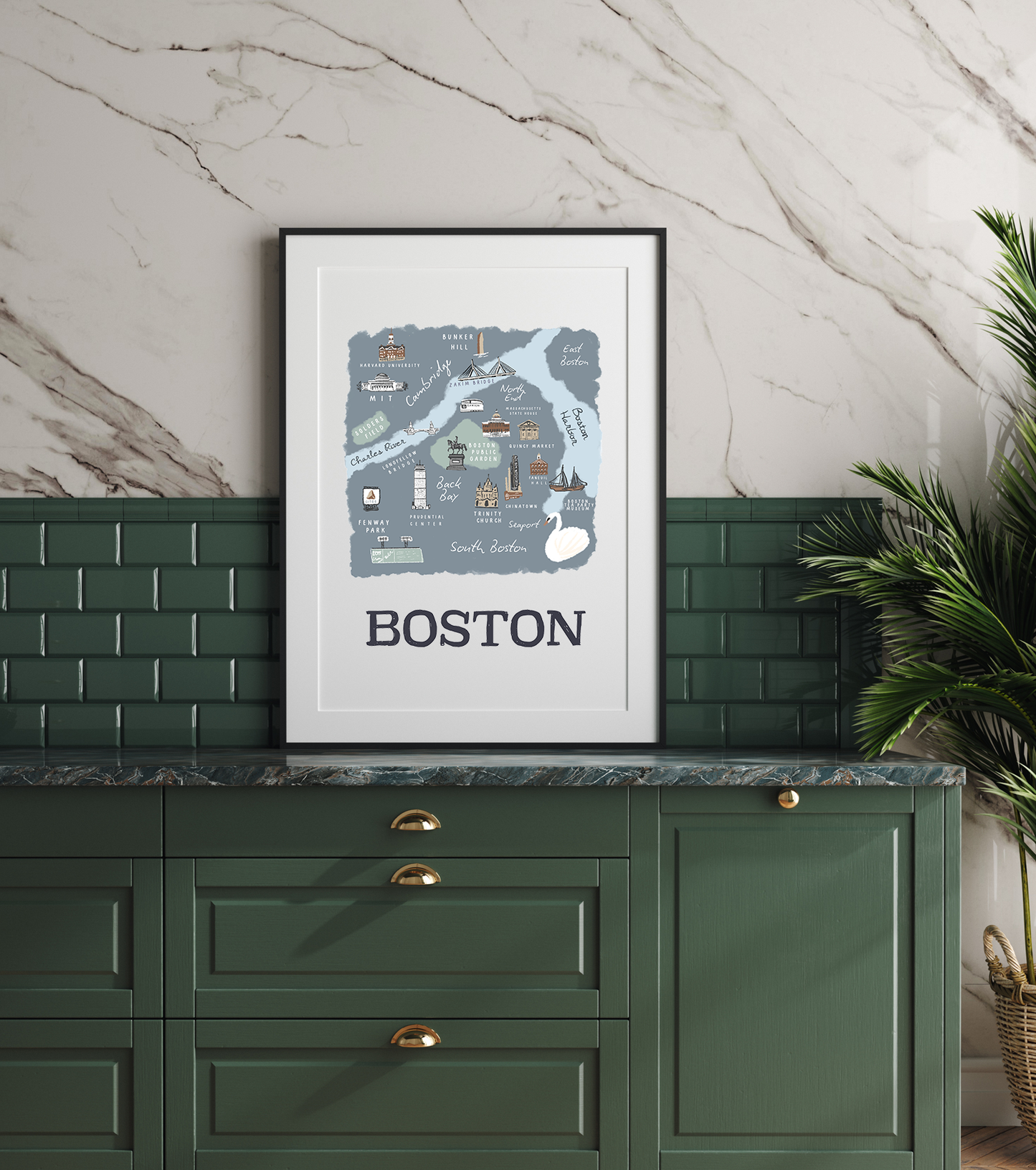Boston Retro Travel Map Print – Vintage-Style City Art Poster