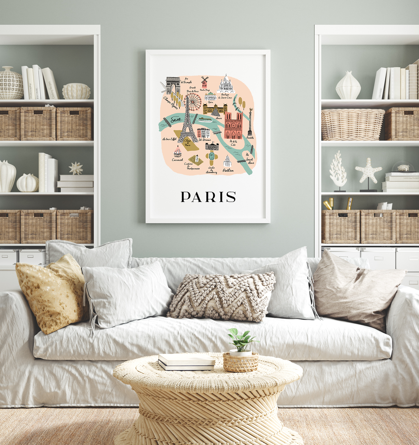 Paris Retro Travel Map Print – Vintage-Style City Poster