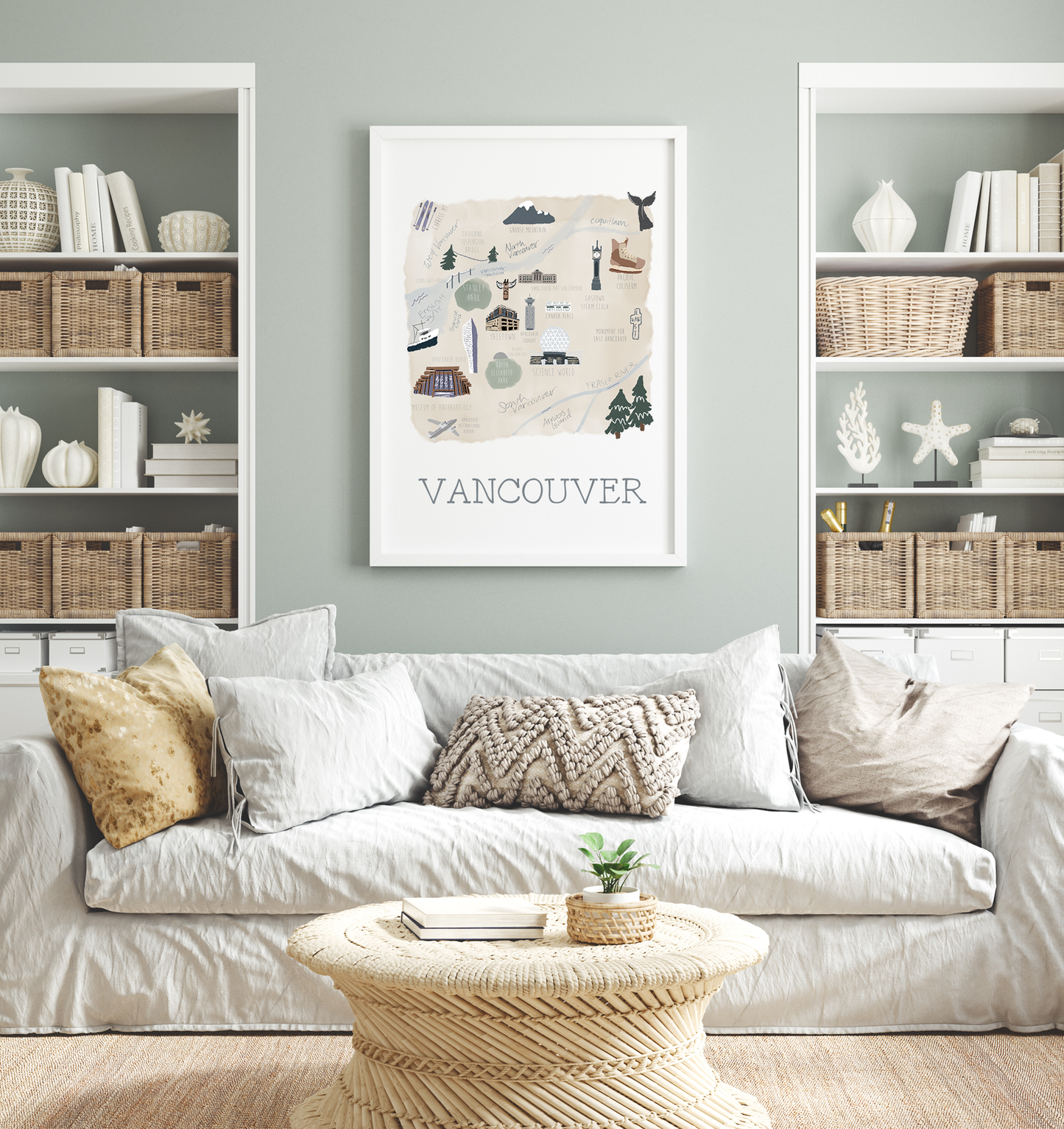 Vancouver Retro Travel Map Print – Vintage-Style City Art Poster