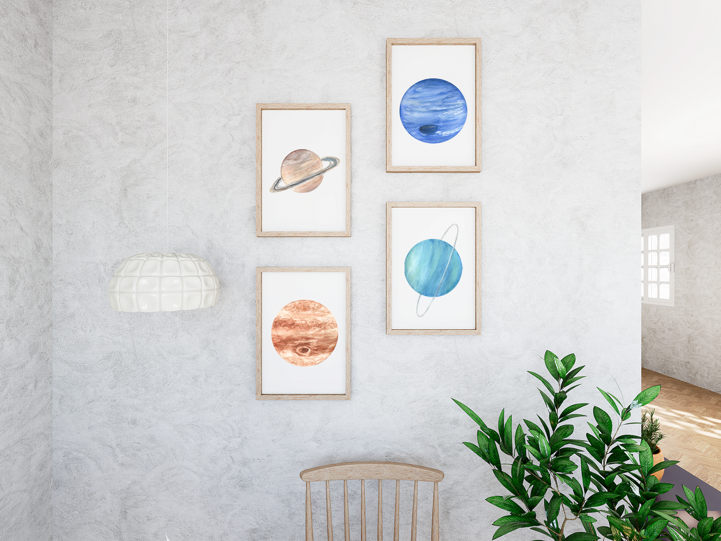 Planets Watercolor Print Set