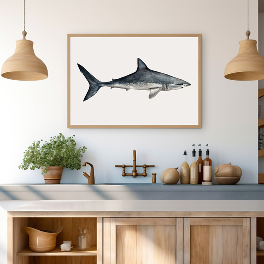 Mako Shark Watercolor Print