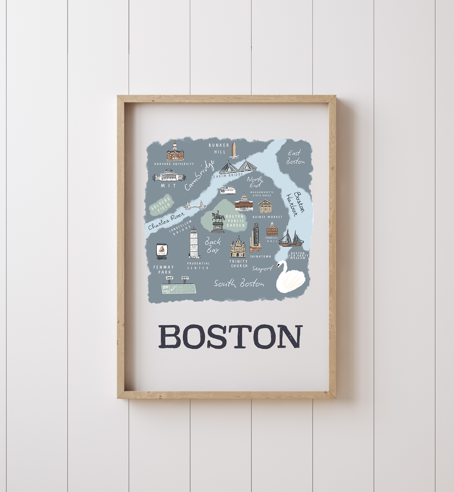Boston Retro Travel Map Print – Vintage-Style City Art Poster