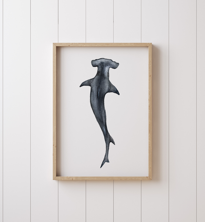 Hammerhead Shark Watercolor Print