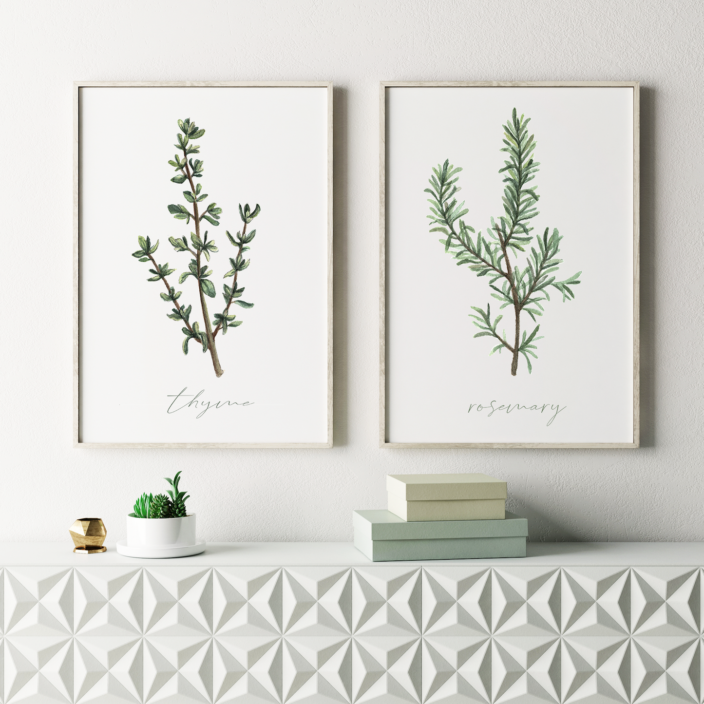 Herbs Watercolor Prints - 2 Piece Set