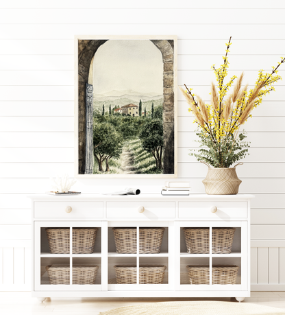 Italian Landscape Watercolor Print