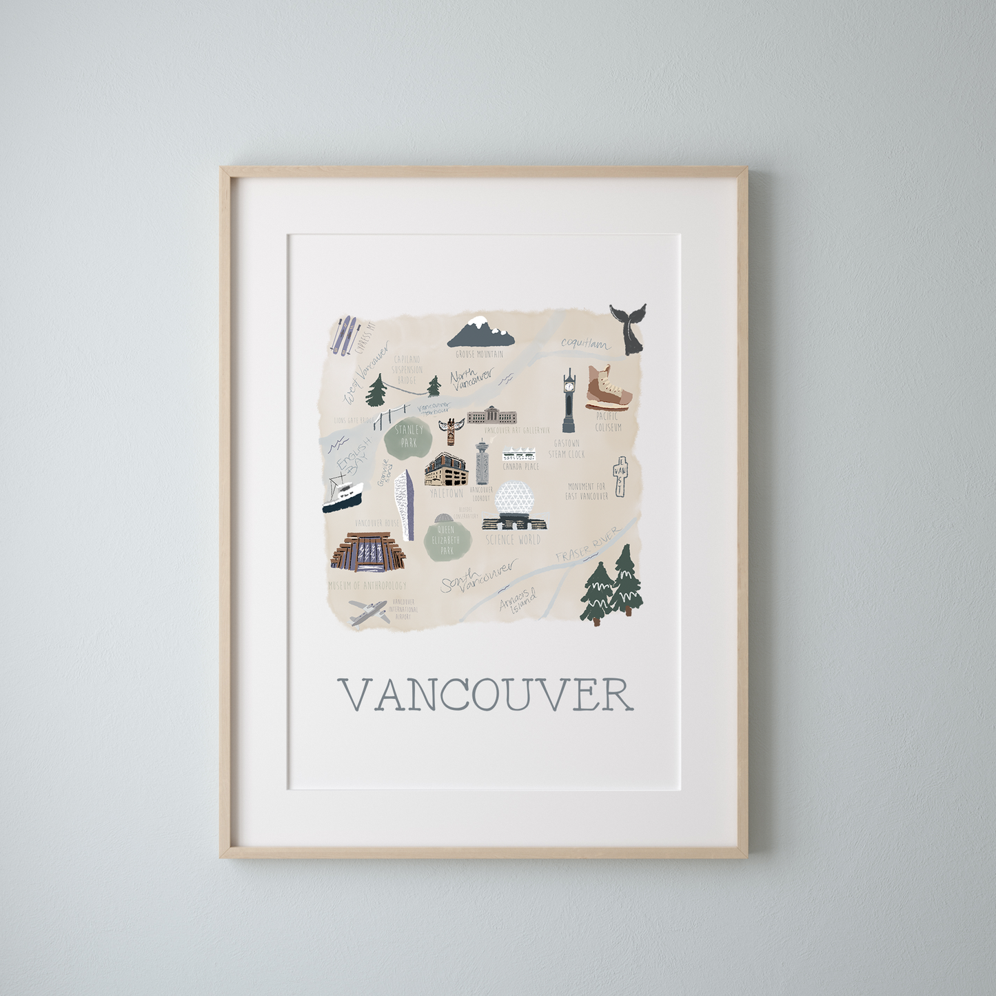 Vancouver Retro Travel Map Print – Vintage-Style City Art Poster