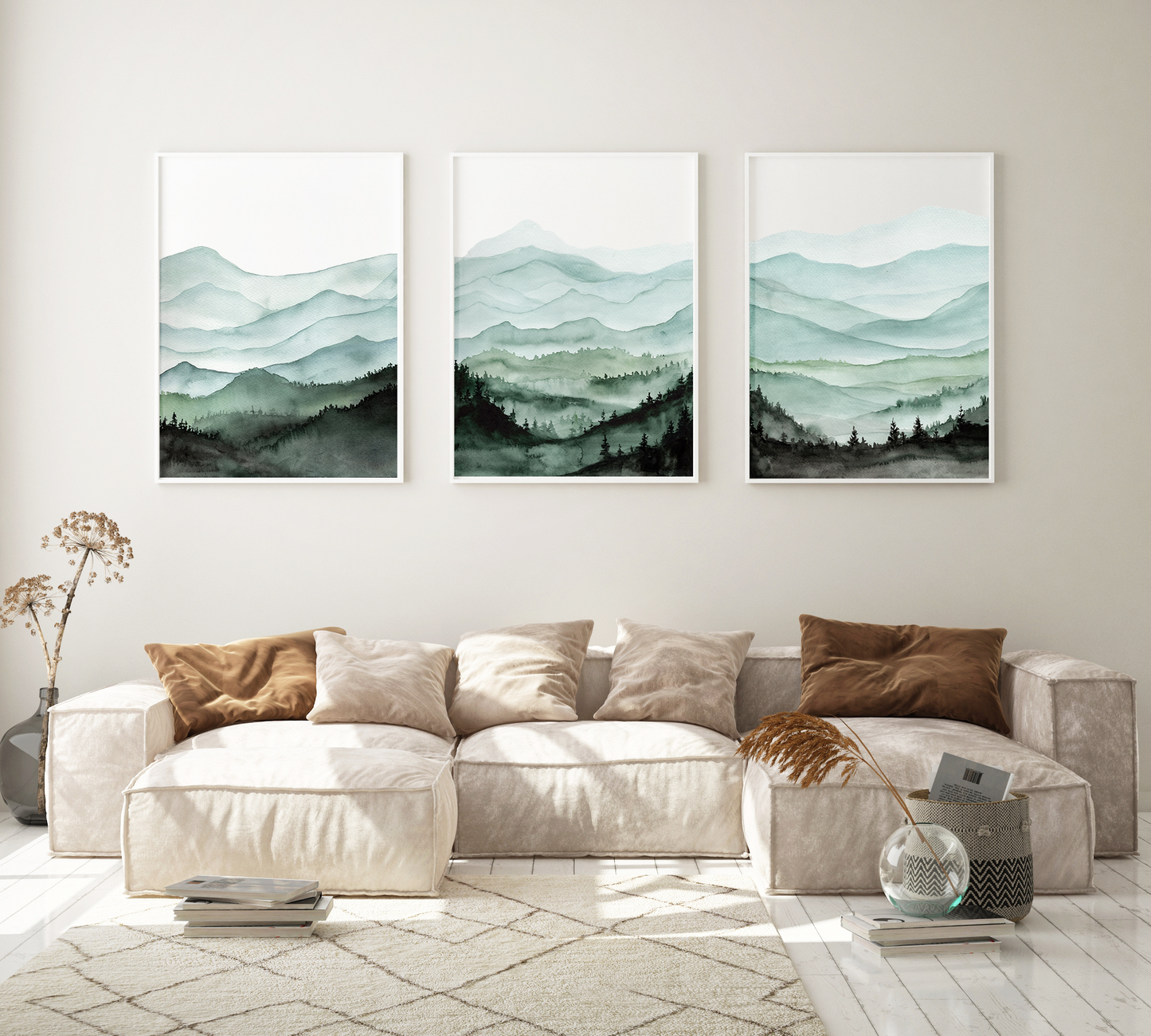 Misty Mountain Landscape 3-Piece Set