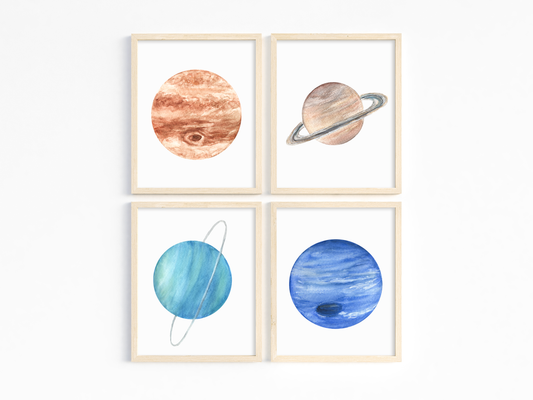 Planets Watercolor Print Set