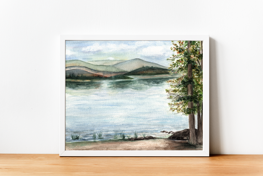 Lake Champlain Landscape Watercolor Print