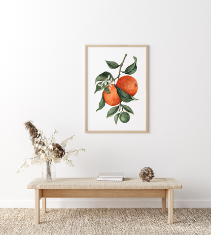 Orange Citrus Branch - Watercolor Print