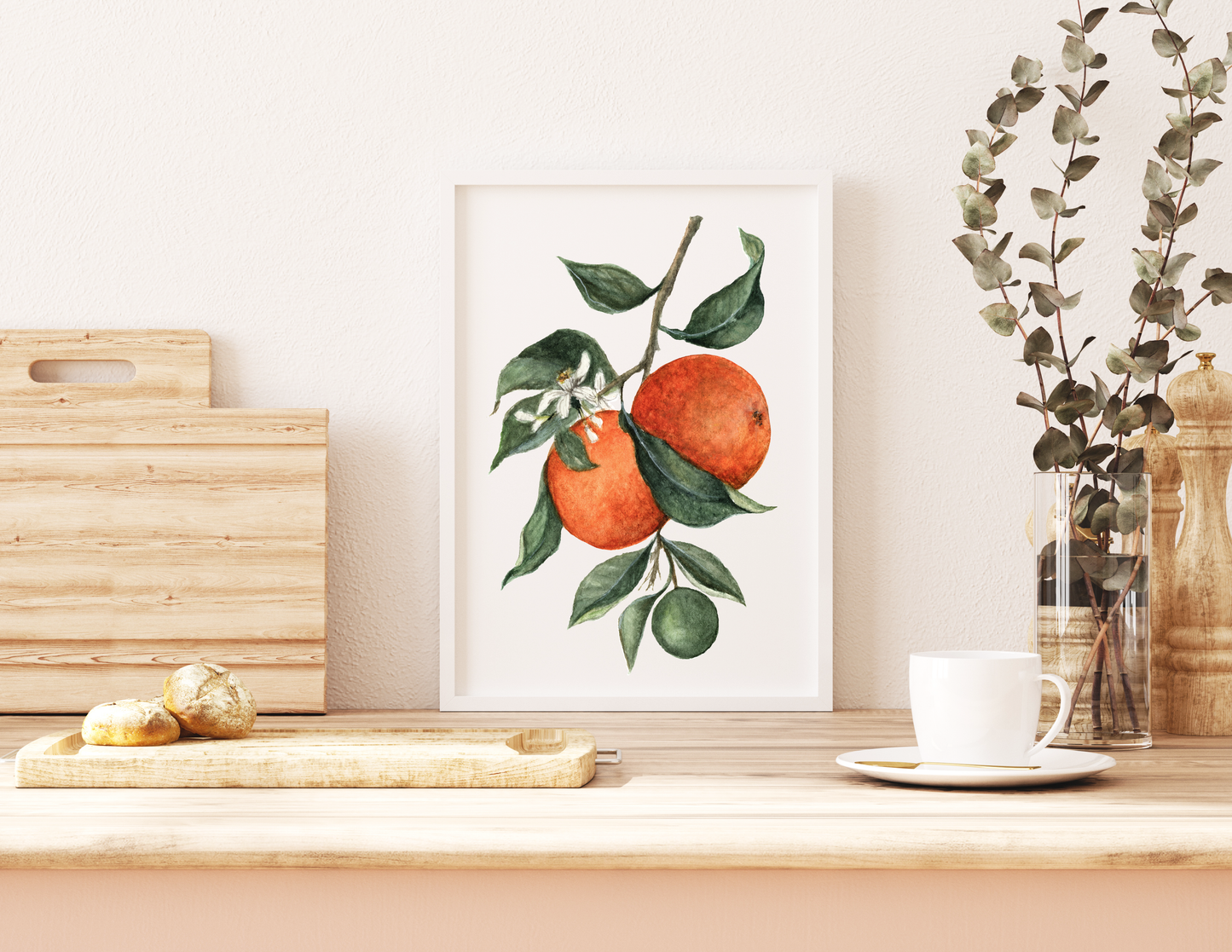 Orange Citrus Branch - Watercolor Print