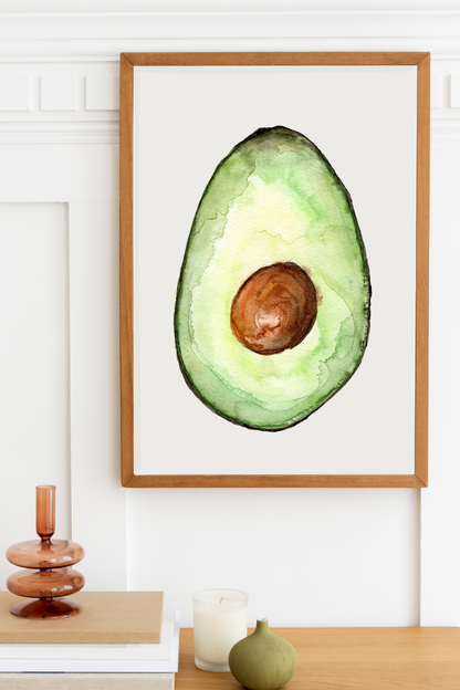 Avocado Watercolor Print