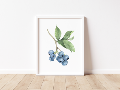 Blueberry Watercolor Print