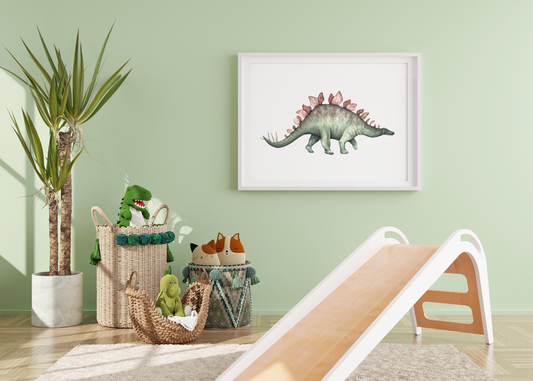 Stegosaurus Dinosaur Watercolor Print