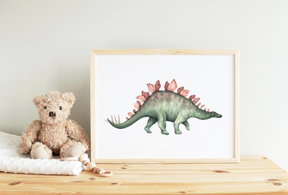 Stegosaurus Dinosaur Watercolor Print
