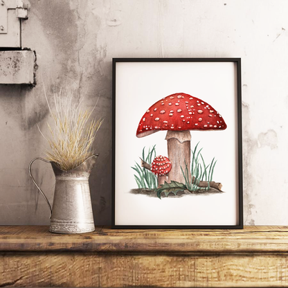 Toadstool Mushroom - Watercolor Print